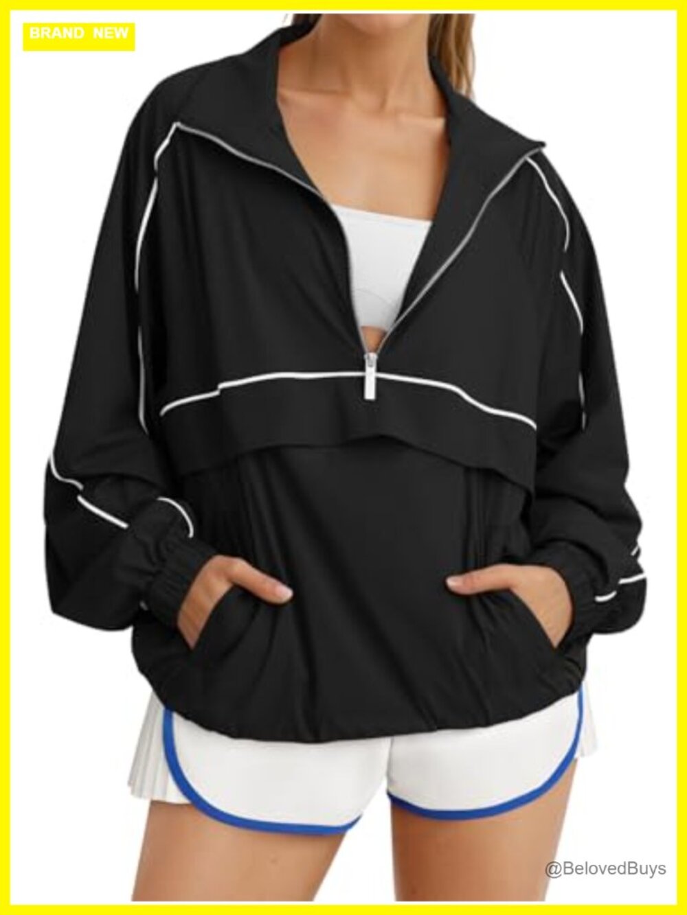 Fisoew Quarter Zip Pullover UPF 50+ Lightweight Windbreaker Jacket